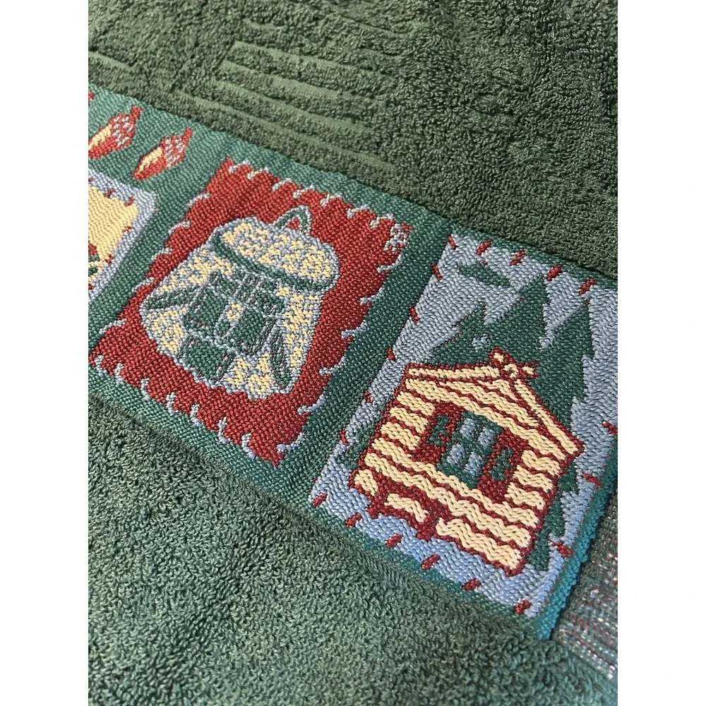Jubilee Bath Towel Set Cabin Woodland Hunting Theme 6 Piece Set Hunter Green